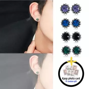 Миниатюрные черные серьги или магнитные клипсы Earrings чёрный