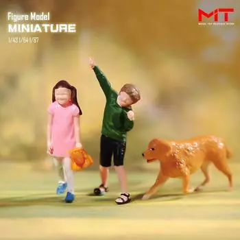 Миниатюрные фигурки 1/87 1/64 1/43 1/24 Игривая очаровательная девочка мальчик креативная сцена фигурка реквизит куклы смоляная диорама модель игрушка подарок 1 87