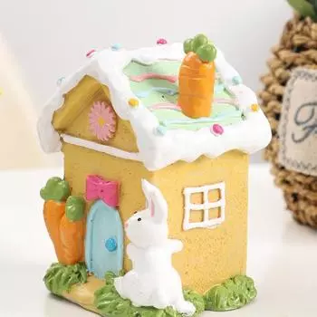 Миниатюрные фигурки домиков, маленькая пасхальная статуэтка пряничного домика из смолы, микропейзаж B