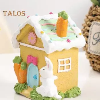 Миниатюрные фигурки домиков, маленькая пасхальная статуэтка пряничного домика в виде кролика, смоляное микроландшафтное украшение для стола, декор для домашней вечеринки B