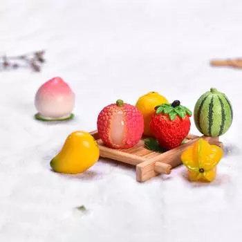 Миниатюрные фигурки, имитация личи, клубники, фруктов, микроландшафтные украшения для украшения дома, аксессуары для декора стола One Size