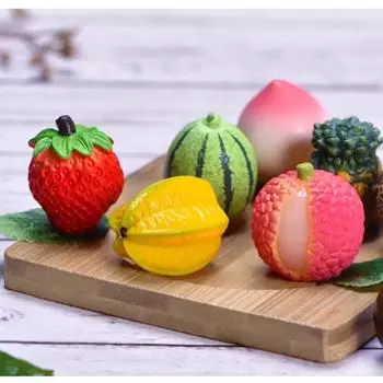 Миниатюрные фигурки, имитация личи, клубники, фруктов, микроландшафтные украшения для украшения дома, аксессуары для декора стола