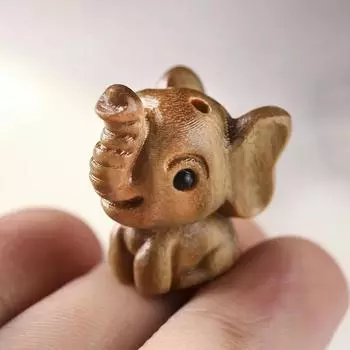 Миниатюрные фигурки из натурального сандалового дерева, сделай сам, резьба по дереву, милые маленькие украшения в виде слона, украшение для дома, детский подарок, кулон