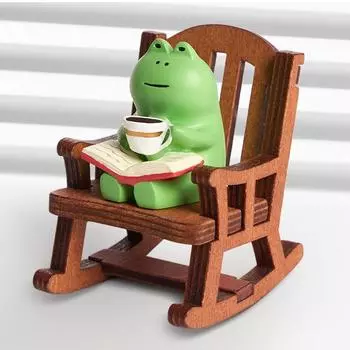 Миниатюрные фигурки лягушек, милая скульптура лягушки с креслом-качалкой, украшение стола, коллекционные подарки