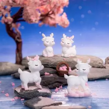 Миниатюрные фигурки оленей из смолы, розовые волшебные садовые фигурки мини-оленей, украшения для торта, украшения для дома, мультяшные пятнистые олени, универсальные