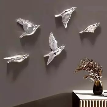 Миниатюрные фигурки в виде белых птиц, настенные наклейки, 3D-наклейки в виде птиц, декор для сада, гостиной, детской комнаты, фигурка