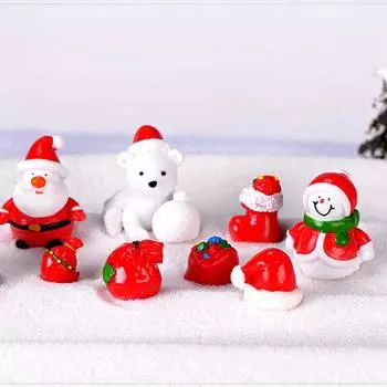 Миниатюрные изделия из смолы, аксессуары для рождественских украшений, рождественские подарочные пакеты, статуэтка Санта-Клауса 7