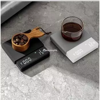 Миниатюрные кухонные весы для кофе эспрессо с мини-таймером USB 2 кг/0,1 г г/унции/мл, подушечка для мужчин и женщин, подарок, цифровые весы чёрный