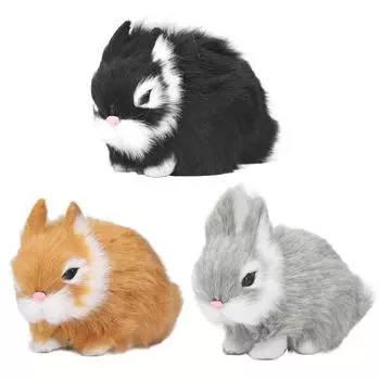 Миниатюрные плюшевые кролики, пластиковый плюшевый материал, мягкие удобные кролики, фаршированная кукла для вкладки Black