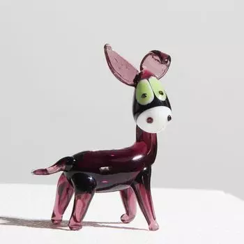 Миниатюрные поделки в виде осла, симпатичные стеклянные украшения в виде животных, симпатичные хрустальные фигурки осла, стол чёрный