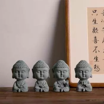 Миниатюрные садовые украшения для аквариума, статуи, фигурки монахов-дзэн, скульптуры Будды, чайный столик, украшение для рабочего стола в гостиной