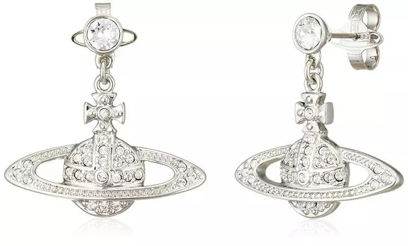 Миниатюрные серьги-подвески из латуни с рельефным узором в эксклюзивной коробке и бумажном пакете [Vivienne Westwood] (новая модель) 62020025/02P116 [Предмет]