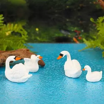 Миниатюрный Белый лебедь, украшение, мультяшная фигурка гуся, микропейзаж, кукольный домик, миниатюрная игрушечная машинка, украшение A1