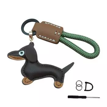 Миниатюрный брелок в виде таксы Стильный кожаный брелок-подвеска Аксессуар для любителей домашних животных и моды 12