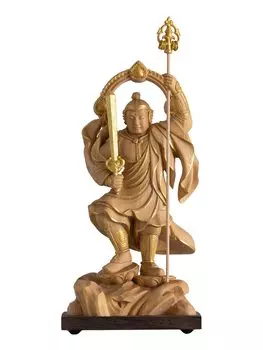 Миниатюрный Будда Кацугун Дзидзо 14 см золотая глина Дзидзо Дзидзо Бодхисаттва Статуэтка Будды Фигурка Резьба по дереву Орнамент Сёгундзи (Деревянный самшит,