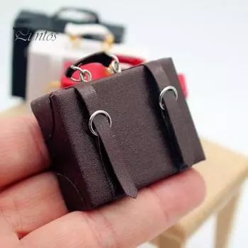 Миниатюрный чемодан для кукольного домика, деревянный портфель, украшение для сумки «сделай сам», масштаб 1/6 1/12, аксессуары для кукол, реквизит для фотографий, микропейзажный декор чёрный