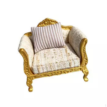 Миниатюрный деревянный диван для кукольного домика, декоративная мини-мебель для 1 человека:12 Single sofa