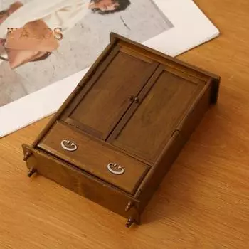 Миниатюрный деревянный шкаф 1:12 Кукольный Дом Мебель Шкаф Модель Европейский Ретро Мини Двухдверный Шкаф для Декора Кукольного Дома дубильная кора