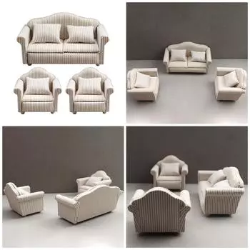 Миниатюрный диван для кукольного домика с набором подушек, удобный мягкий тканевый кукольный домик для детей, ролевые игры в масштабе 1:12, украшение для дома