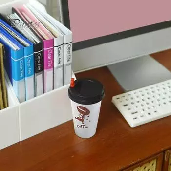 Миниатюрный кофейный набор для кукольного домика Мини-кружка для кофе с крышкой Подстаканник Модель для кофе на 1 человека:6 Декор столовой в кукольном домике-кафе синий