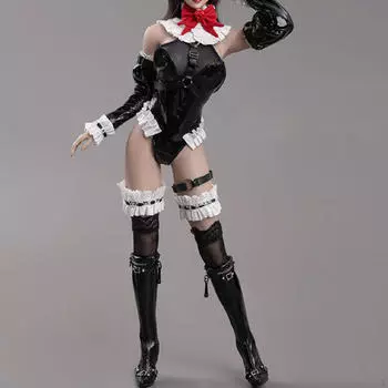 Миниатюрный костюм для косплея в масштабе 1/6, стильный кожаный костюм для горничных, для 12 дюймов