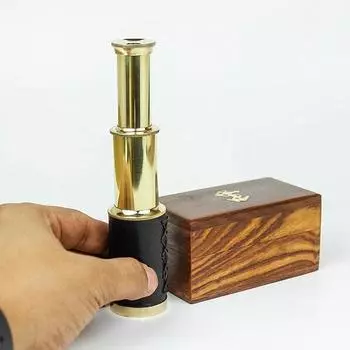Миниатюрный красивый ручной латунный телескоп ручной работы с коробкой из палисандра