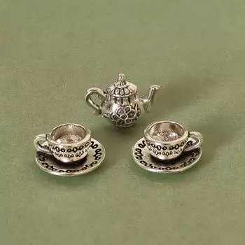 Миниатюрный кукольный чайный сервиз, классическая винтажная модель чайника для коллекционеров и демонстрации 3-piece set золотой