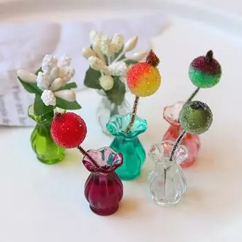 Миниатюрный кукольный домик, аксессуары, модель, зеленые цветы в горшках, ваза, украшение для автомобиля, имитация 1:12 шкала 2PCS