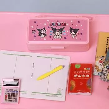 Миниатюрный кукольный домик Канцелярские принадлежности Пенал Ручка Линейка Ластик Канцелярская коробка Аксессуары для кукольного домика Детская ролевая игрушка