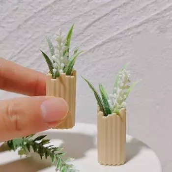Миниатюрный кукольный домик с цветком в горшке, аксессуары, мини-ваза с цветком, миниатюрный искусственный цветок, настольное украшение для 1:6 или 1:12 масштабных кукольных домиков фиолетовый