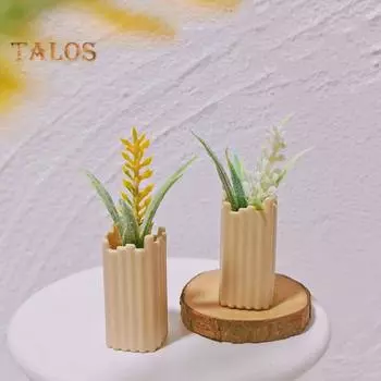 Миниатюрный кукольный домик с цветком в горшке, аксессуары, мини-ваза с цветком, миниатюрный искусственный цветок, настольное украшение для 1:6 или 1:12 масштабных кукольных домиков жёлтый