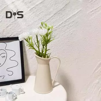 Миниатюрный кувшин из сплава для кукольного домика, мини-ваза с ручкой, держатель для цветов, модель кувшина для 1:6 и 1:12 масштабных кукольных домиков белый