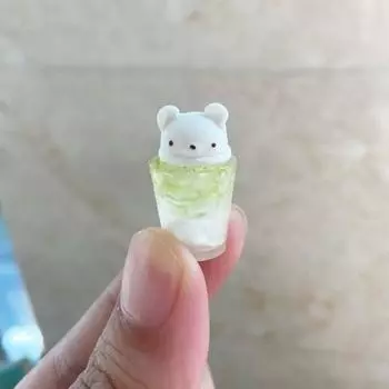 Миниатюрный медведь, ледяной напиток, мини-модель еды, имитация десерта из смолы