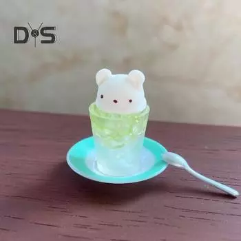 Миниатюрный медведь, ледяной напиток, мини-модель еды, имитация десерта из смолы, украшение для кукол 1/6, 1/8, 1/12, миниатюрный декор для кофейни Bear