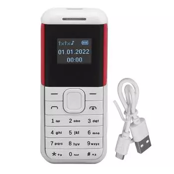 Миниатюрный мобильный телефон Mini 2G Phone 0.66in Экран 2 в 1 Bluetooth Sound Player Dual Card Standing GSM жёлтый