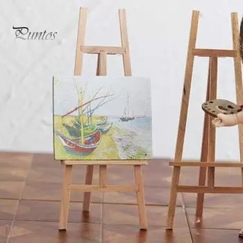 Миниатюрный мольберт-подставка из массива дерева, реалистичные поделки своими руками, детские подарки, игрушки, мебель для студии 1:12 Орнамент сцены кукольного домика Мини-дисплей для живописи художника
