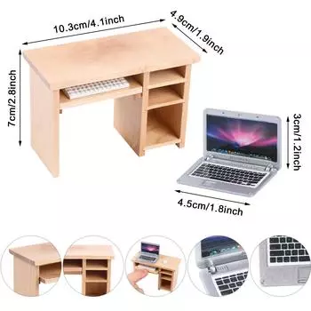 Миниатюрный ноутбук Dollhouse, серебристый