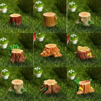 Миниатюрный пенек дерева, миниатюрная статуэтка, домик, статуэтка из смолы, микропейзаж, сказочный сад, поделки, кукольный домик, украшение для дома