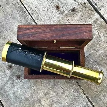 Миниатюрный пиратский навигационный телескоп с гравировкой 15,24 см в деревянной коробке, пиратская подзорная труба, подарок для сына