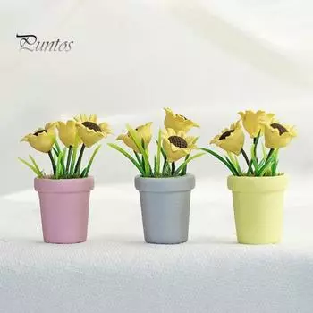 Миниатюрный подсолнух Изысканное воображение Выращивание смоляной кукольный домик Мини подсолнух для детей жёлтый