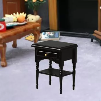 Миниатюрный прикроватный столик для кукольного домика, аксессуар для боковой сцены, украшение
