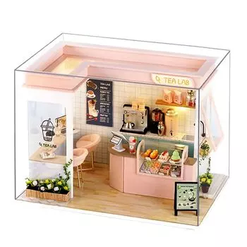 Миниатюрный продуктовый магазин TOMMYFIELD Деревянный кукольный домик DIY Handmade Kit Cafe (розовый) розовый