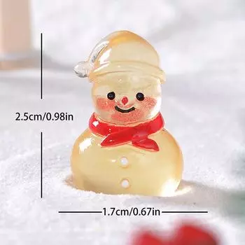 Миниатюрный рождественский снеговик из светящейся смолы, светящийся в темноте, миниатюрная фигурка, крошечный снеговик, украшение для кукольного домика своими руками жёлтый
