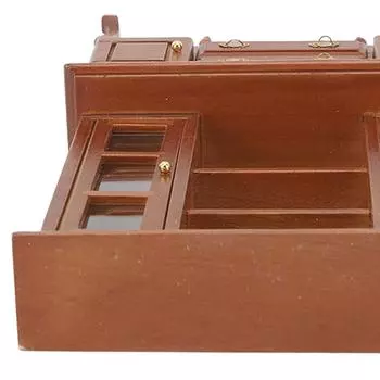 Миниатюрный шкаф деревянный кукольный домик масштаба 1/12 книжный шкаф с открывающейся дверцей ящик для комнаты каштановый