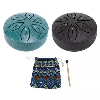 Миниатюрный стальной язычковый барабан 3 дюйма 6 нот Rain Drum ударный инструмент для наружного сада Dark Green