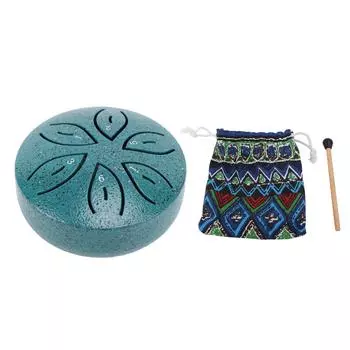 Миниатюрный стальной язычковый барабан 3 дюйма 6 нот Rain Drum ударный инструмент для наружного сада Dark темно-зеленого