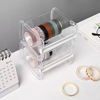 Миниатюрный стиль Мини Многоцелевой держатель для ленты Резак для ленты Офисная канцелярия Коробка для хранения ленты белый