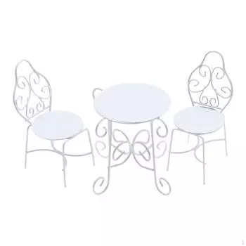 Миниатюрный стол и стулья для кукольного домика 1/12 Металлическая элегантная садовая мебель для фей