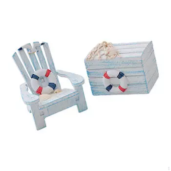 Миниатюрный стул и сундук из 2 предметов с морским мотивом, украшение для стола ручной работы Swim Float