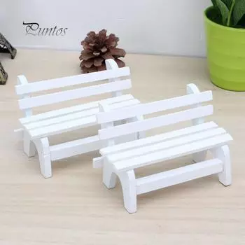 Миниатюрный стул, мини-скамья, садовые пейзажные украшения, садовый бонсай, украшение White